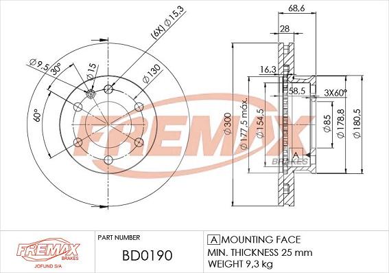 FREMAX BD-0190 - Тормозной диск autospares.lv