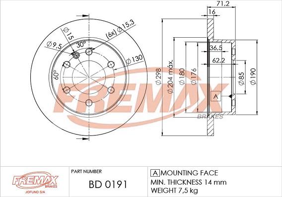 FREMAX BD-0191 - Тормозной диск autospares.lv