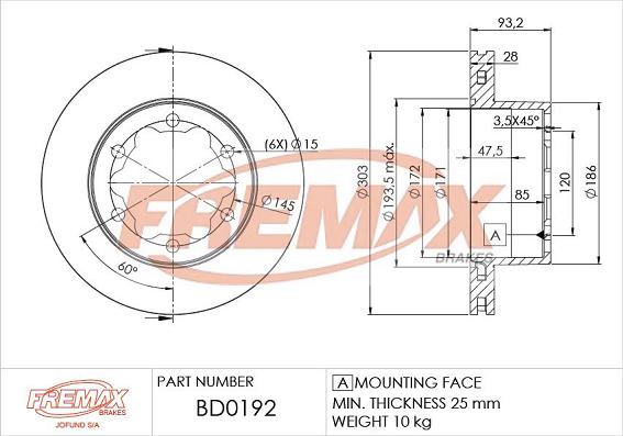 FREMAX BD-0192 - Тормозной диск autospares.lv