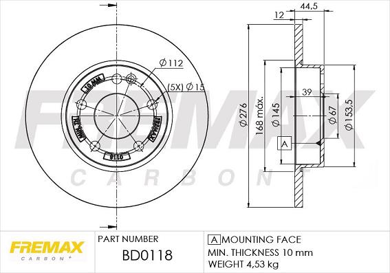 FREMAX BD-0118 - Тормозной диск autospares.lv