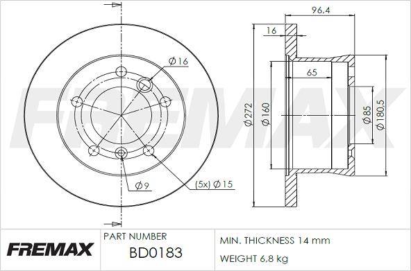 FREMAX BD-0183 - Тормозной диск autospares.lv