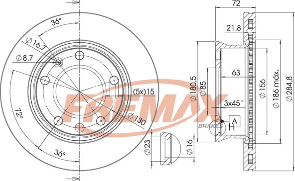 FREMAX BD-0187 - Тормозной диск autospares.lv