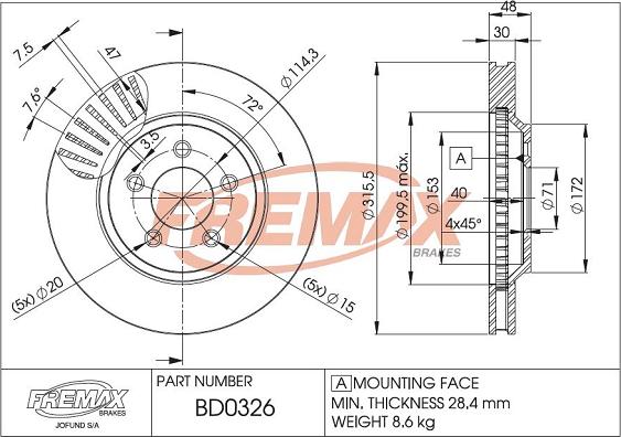 FREMAX BD-0326 - Тормозной диск autospares.lv