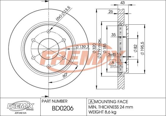 FREMAX BD-0206 - Тормозной диск autospares.lv