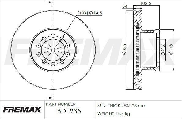 FREMAX BD-1935 - Тормозной диск autospares.lv