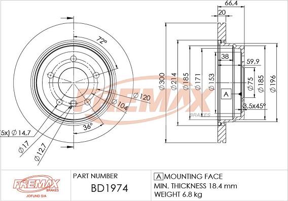 FREMAX BD-1974 - Тормозной диск autospares.lv