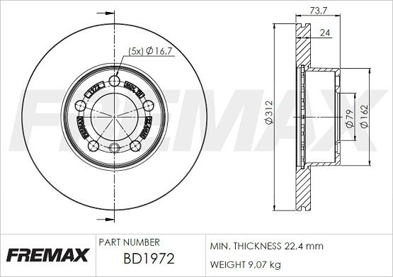 FREMAX BD-1972 - Тормозной диск autospares.lv