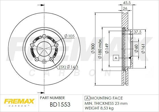 FREMAX BD-1553 - Тормозной диск autospares.lv