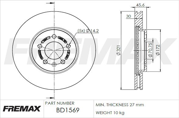 FREMAX BD-1569 - Тормозной диск autospares.lv