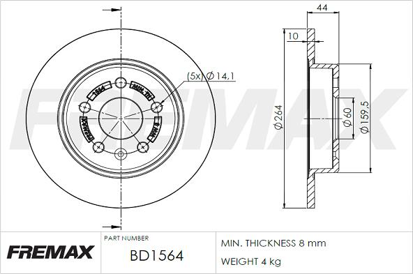 FREMAX BD-1564 - Тормозной диск autospares.lv