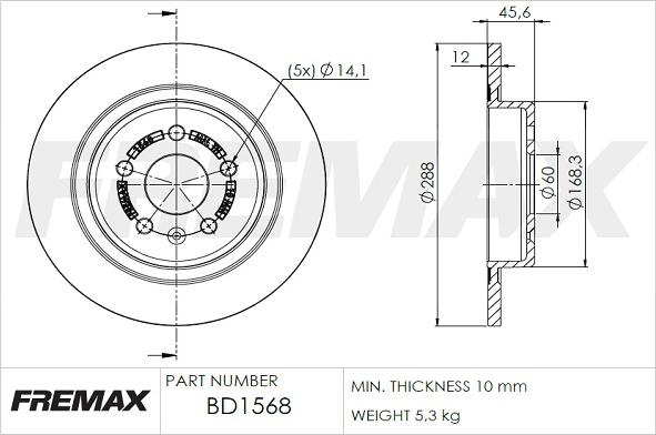 FREMAX BD-1568 - Тормозной диск autospares.lv