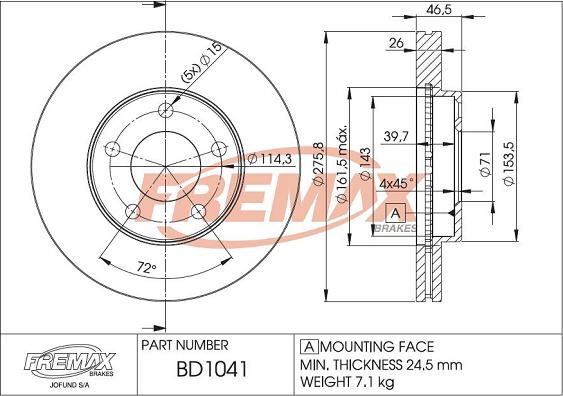 FREMAX BD-1041 - Тормозной диск autospares.lv