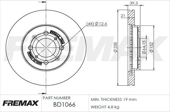 FREMAX BD-1066 - Тормозной диск autospares.lv