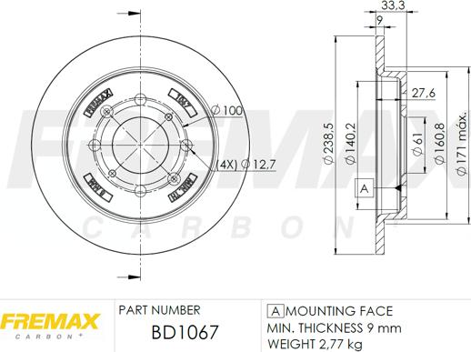 FREMAX BD-1067 - Тормозной диск autospares.lv