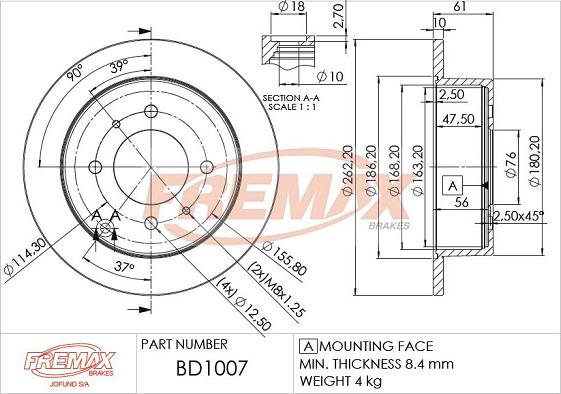 FREMAX BD-1007 - Тормозной диск autospares.lv