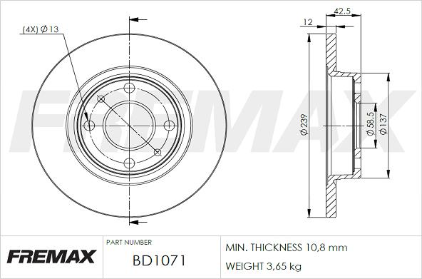 FREMAX BD-1071 - Тормозной диск autospares.lv