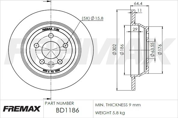 FREMAX BD-1186 - Тормозной диск autospares.lv