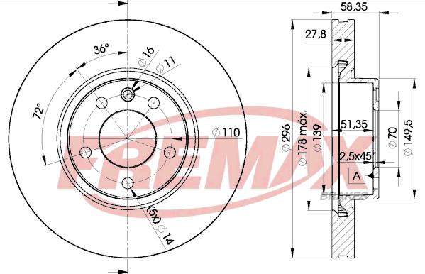 FREMAX BD-1134 - Тормозной диск autospares.lv