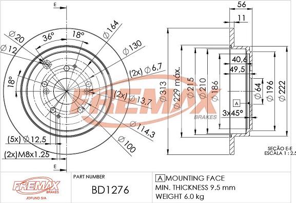 FREMAX BD-1276 - Тормозной диск autospares.lv