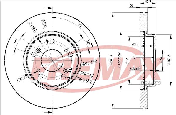 FREMAX BD-1705 - Тормозной диск autospares.lv