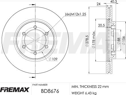 FREMAX BD-8676 - Тормозной диск autospares.lv