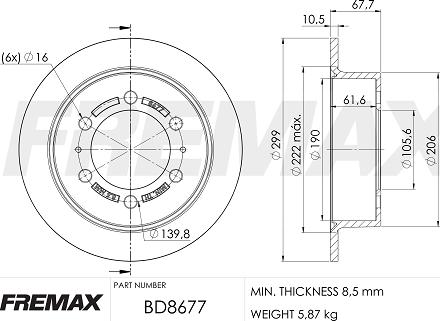 FREMAX BD-8677 - Тормозной диск autospares.lv