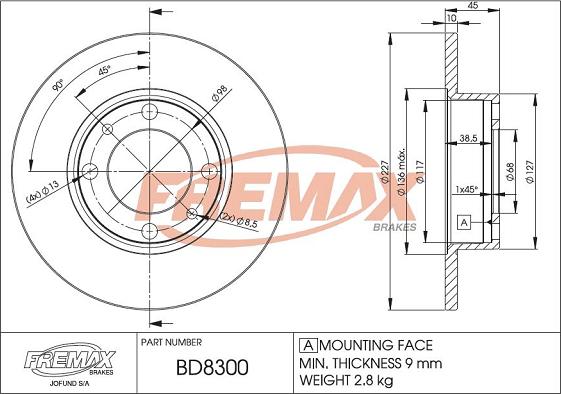 FREMAX BD-8300 - Тормозной диск autospares.lv