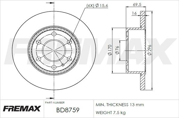 FREMAX BD-8759 - Тормозной диск autospares.lv