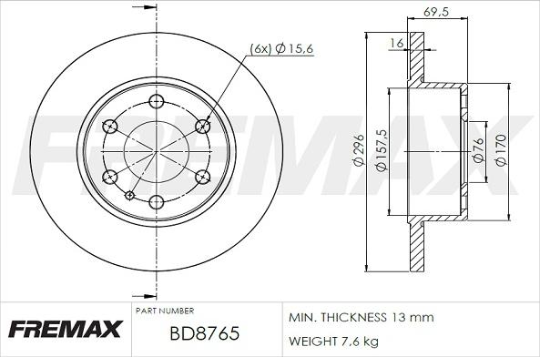 FREMAX BD-8765 - Тормозной диск autospares.lv