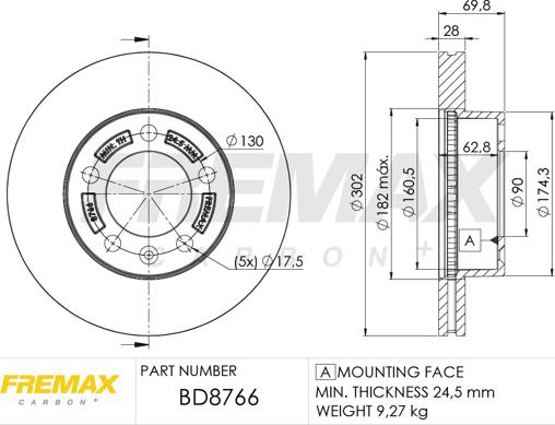 FREMAX BD-8766 - Тормозной диск autospares.lv