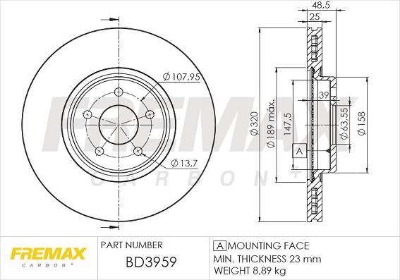 FREMAX BD-3959 - Тормозной диск autospares.lv