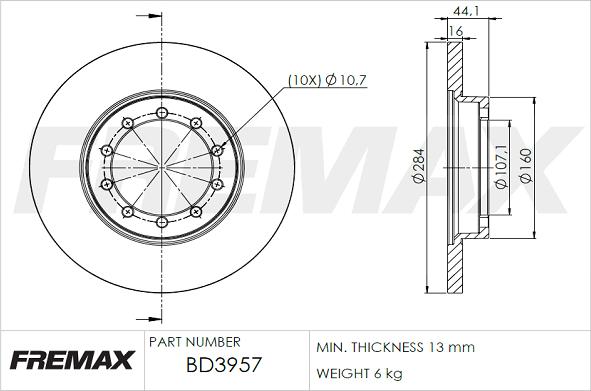 FREMAX BD-3957 - Тормозной диск autospares.lv