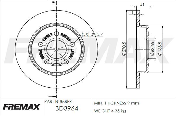 FREMAX BD-3964 - Тормозной диск autospares.lv