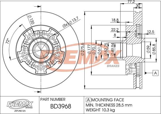 FREMAX BD-3968 - Тормозной диск autospares.lv