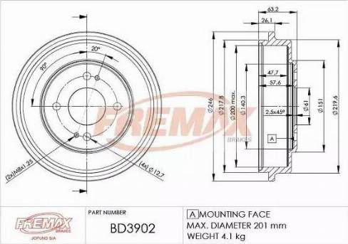 FREMAX BD-3902 - Тормозной барабан autospares.lv