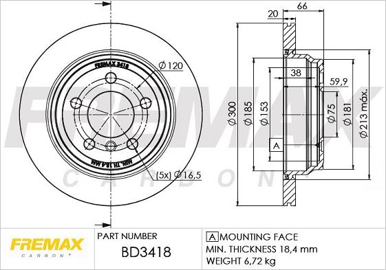 FREMAX BD-3418 - Тормозной диск autospares.lv