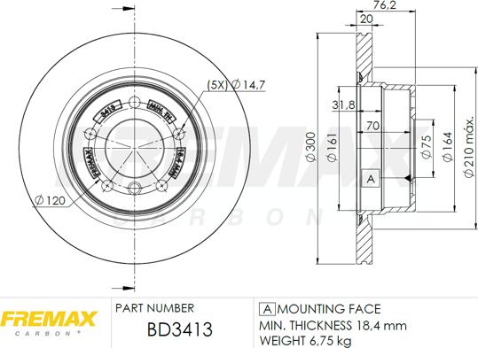 FREMAX BD-3413 - Тормозной диск autospares.lv