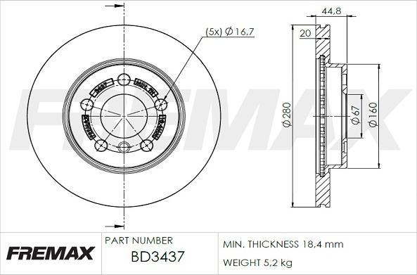 FREMAX BD-3437 - Тормозной диск autospares.lv