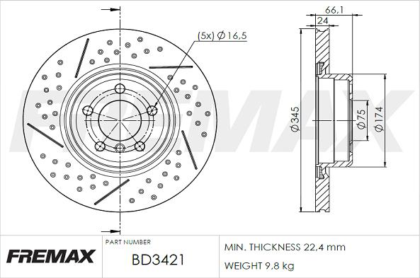 FREMAX BD-3421 - Тормозной диск autospares.lv