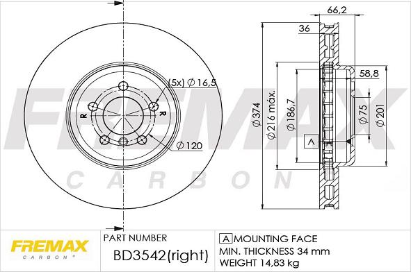 FREMAX BD-3542 - Тормозной диск autospares.lv