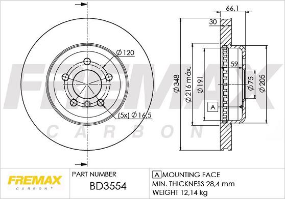 FREMAX BD-3554 - Тормозной диск autospares.lv