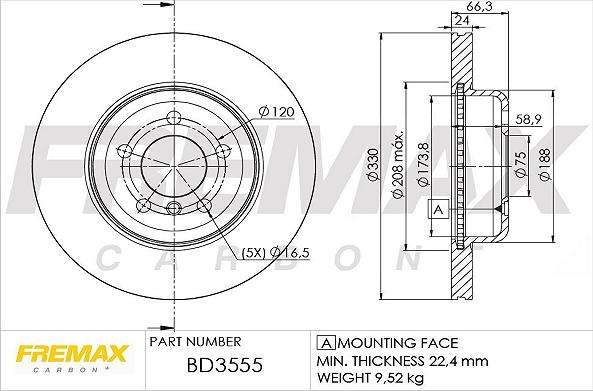 FREMAX BD-3555 - Тормозной диск autospares.lv