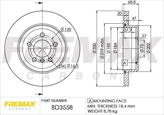 FREMAX BD-3558 - Тормозной диск autospares.lv