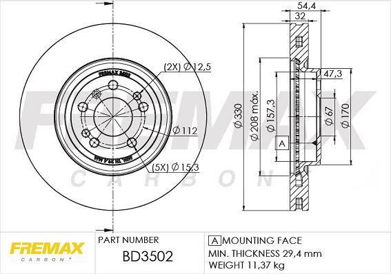 FREMAX BD-3502 - Тормозной диск autospares.lv