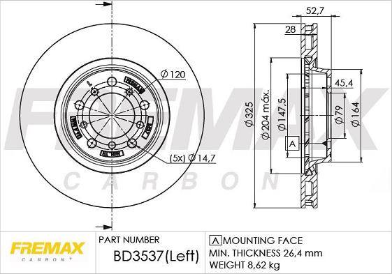 FREMAX BD-3537 - Тормозной диск autospares.lv