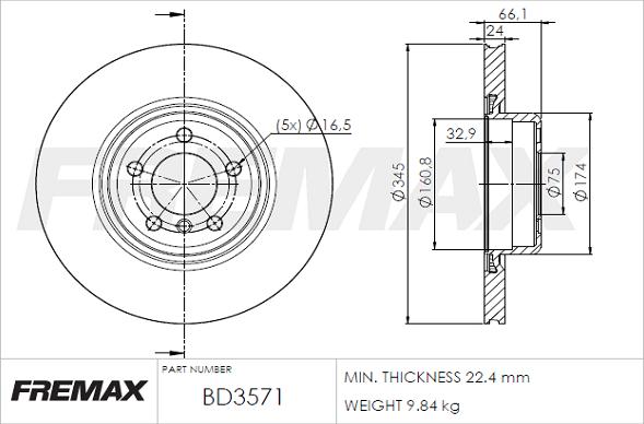 FREMAX BD-3571 - Тормозной диск autospares.lv