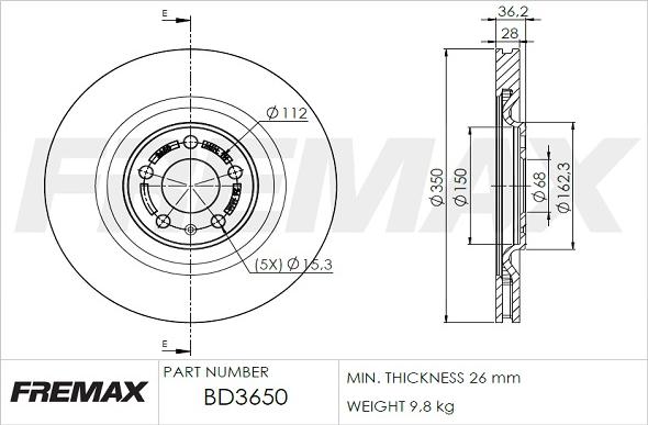 FREMAX BD-3650 - Тормозной диск autospares.lv