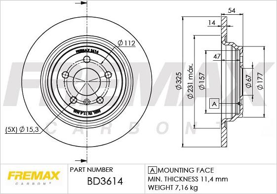 FREMAX BD-3614 - Тормозной диск autospares.lv