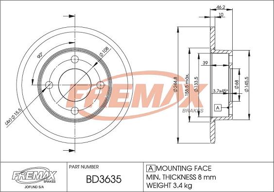 FREMAX BD-3635 - Тормозной диск autospares.lv