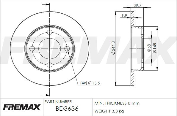 FREMAX BD-3636 - Тормозной диск autospares.lv